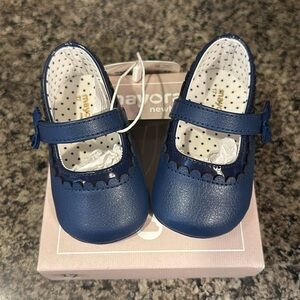 Mayoral Newborn Navy Baby Girl Shoes Mary Jane’s 9456 Size US 2 UK 17 NIB Velcro